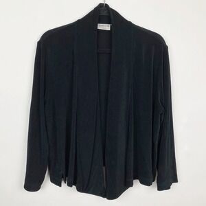 Chicos Travelers Ribbed Open Front Shawl Cardigan Womens Large Chicos 2 Black
